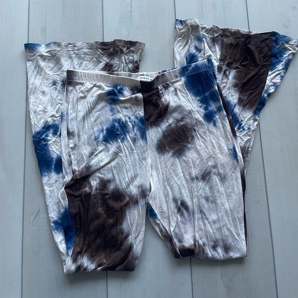 HYFVE Tie-Dye Flare Pants - Blue and Brown